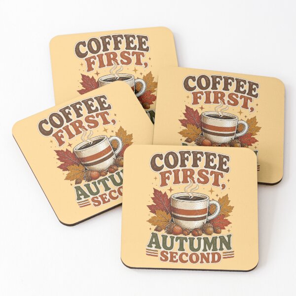 Item preview, Coffee First Autumn Second – Cozy Fall Coffee Vintage Design designed and sold by ABLAT-CREATIONS.