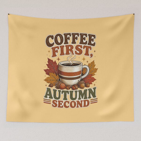 Item preview, Coffee First Autumn Second – Cozy Fall Coffee Vintage Design designed and sold by ABLAT-CREATIONS.