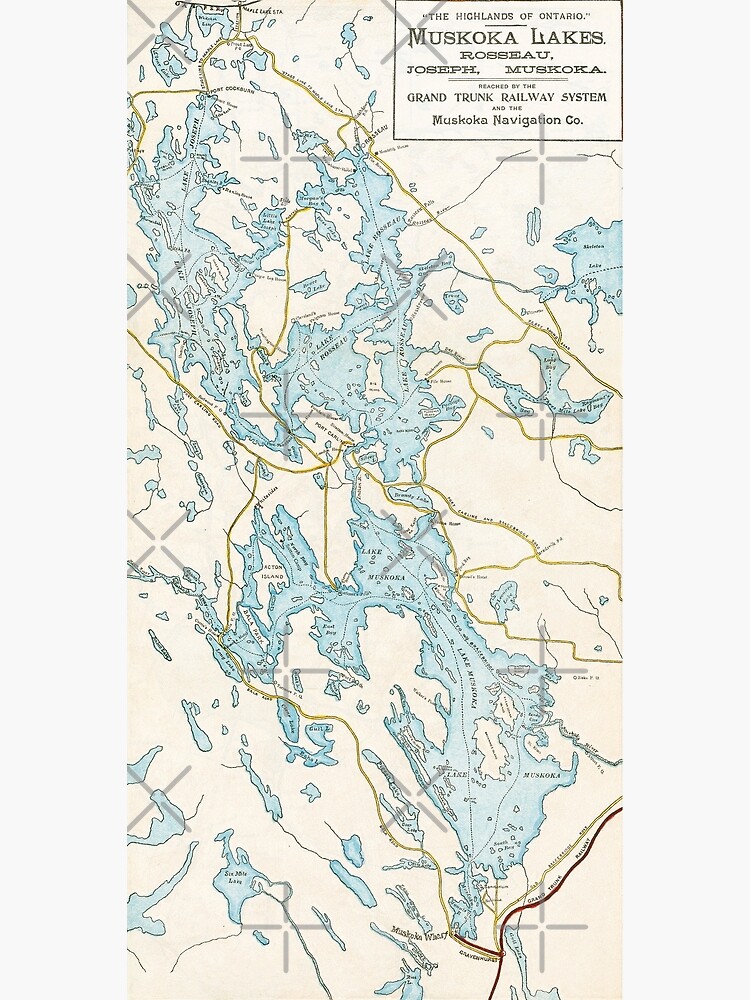Vintage Muskoka Lakes Map by gin-nek-shop