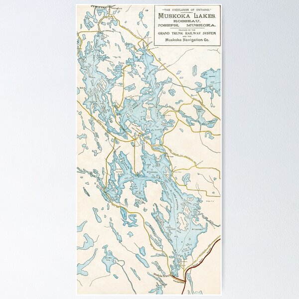 Item preview, Vintage Muskoka Lakes Map designed and sold by Gin  Neko.