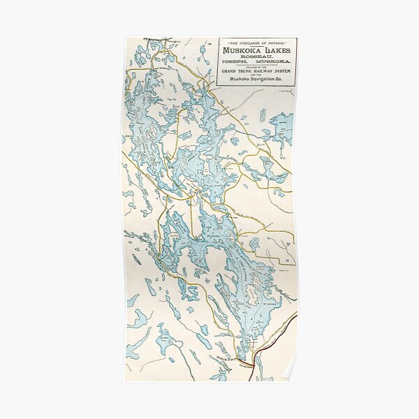 Vintage Muskoka Lakes Map Poster