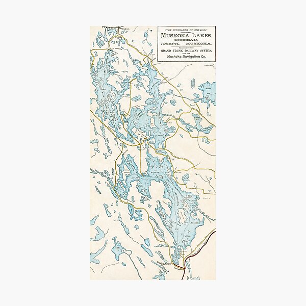 Vintage Muskoka Lakes Map Photographic Print