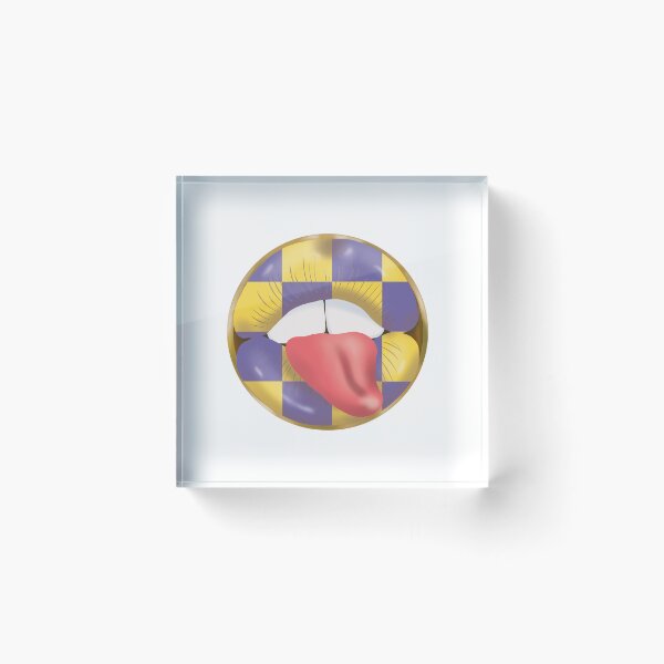 Item preview, Rebel Lips Pop Art – blocks purple yellow pink tongue designed and sold by GoldenRebels.