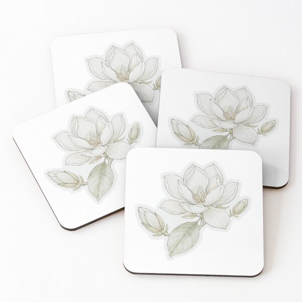 Item preview, White Magnolia Sticker | Magnolia Die Cut Sticker | Fine Line Botanical Decal | Minimalist Floral Laptop Sticker designed and sold by FineLineBotanical .