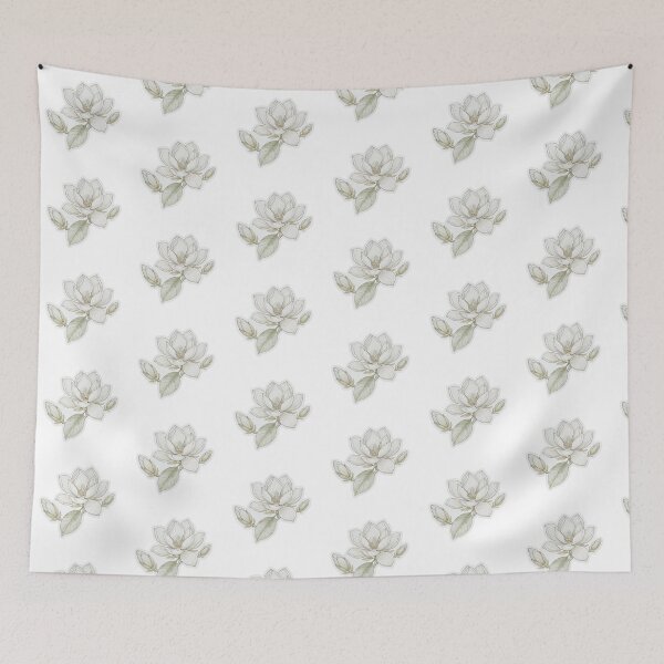 Artikelvorschau, Aufkleber „Weiße Magnolie“ | Magnolien-Stanzaufkleber | Feine botanische Aufkleber | Minimalistischer floraler Laptop-Aufkleber entworfen und verkauft von Crystal Critters .