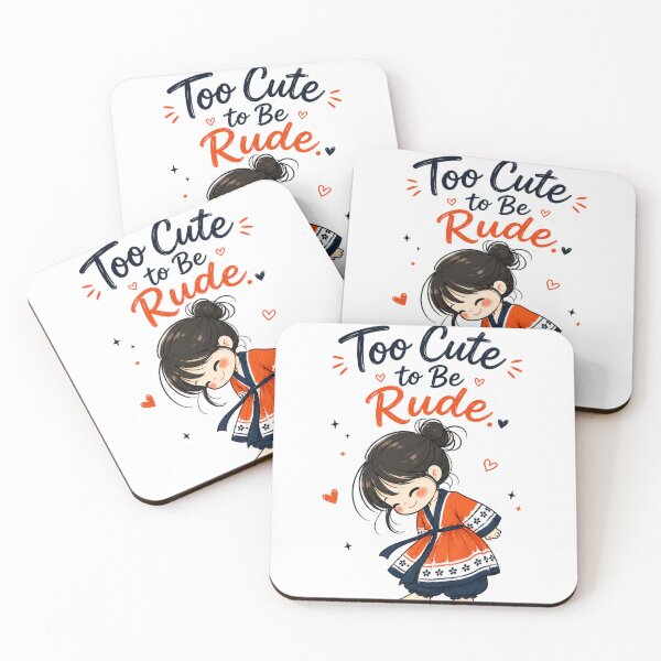 Item preview, Too Cute to Be Rude – Cute Kawaii Korean Girl Funny Quote Illustration designed and sold by CRAZZYDOODLES.