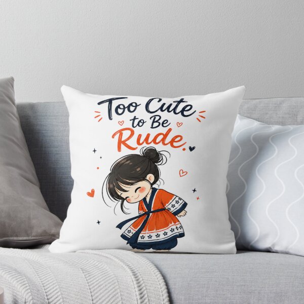 Item preview, Too Cute to Be Rude – Cute Kawaii Korean Girl Funny Quote Illustration designed and sold by CRAZZYDOODLES.