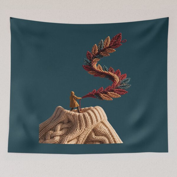 Item preview, Unraveling Autumn Knit Leaf Thread Art designed and sold by Fun2Fentastic.