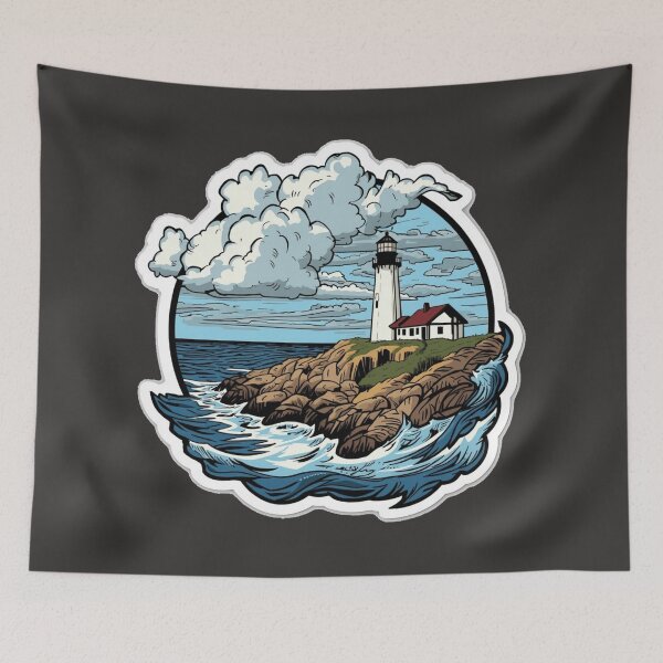 Item preview, Vintage Lighthouse and Stormy Ocean Wave Design designed and sold by MargaretPolanco.