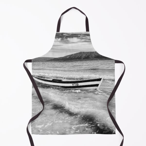 Item preview, Black and White Wooden Fishing Boat in Rolling Ocean Waves designed and sold by Faith Based Decor & Art &Gifts.