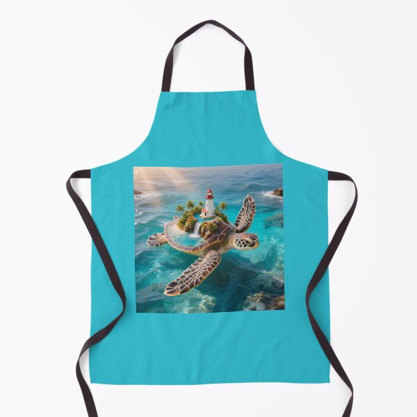 Item preview, Floating Paradise - Sea Turtle Carrying Fantasy Lighthouse Island designed and sold by OksArtStudio.