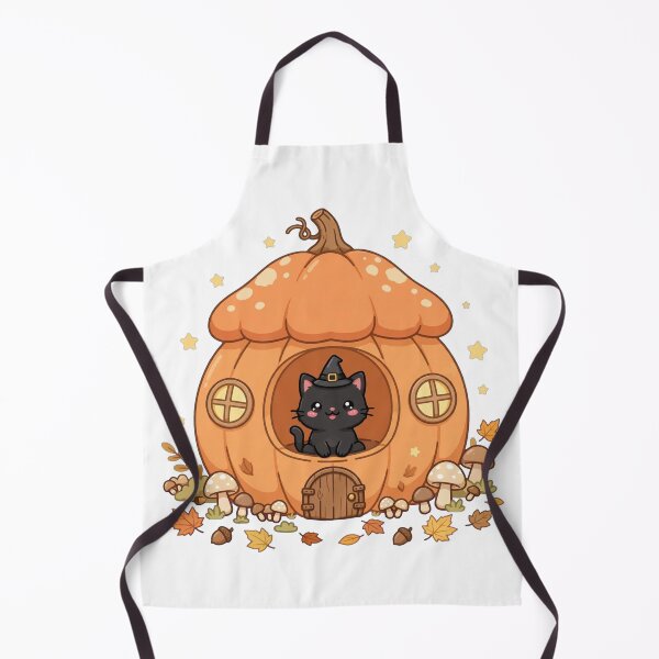 Item preview, Cozy Black Cat in Pumpkin Mushroom House - Cottagecore Halloween Art designed and sold by Aisha Reda.