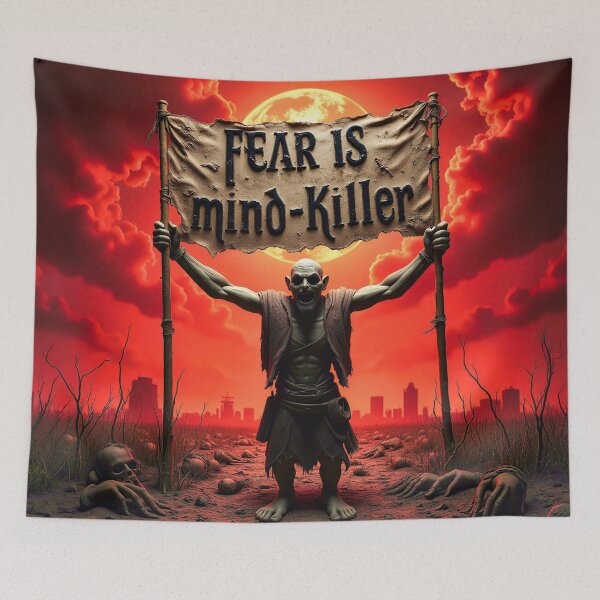 Item preview, Fear Is Mind-Killer Quote Dark Fantasy Illustration designed and sold by Marcu Ioachim.