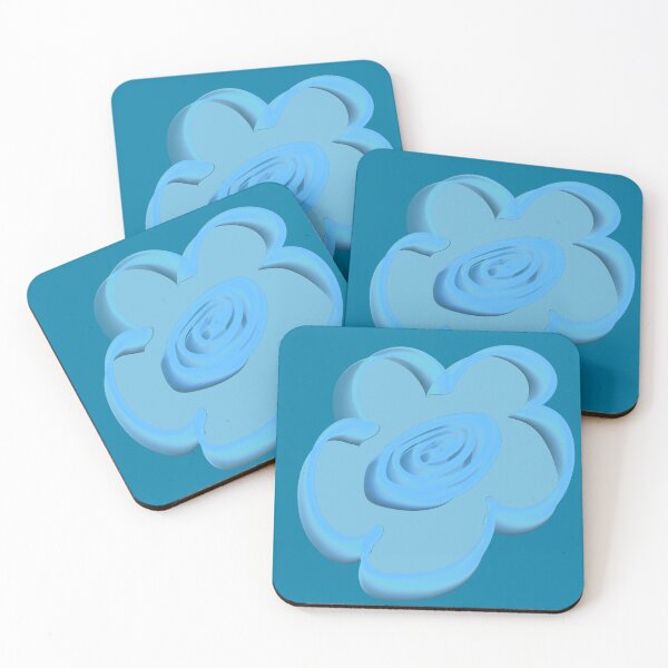Item preview, Soft Powder Blue Daisy Pattern on Steel Blue designed and sold by CaramelCo.