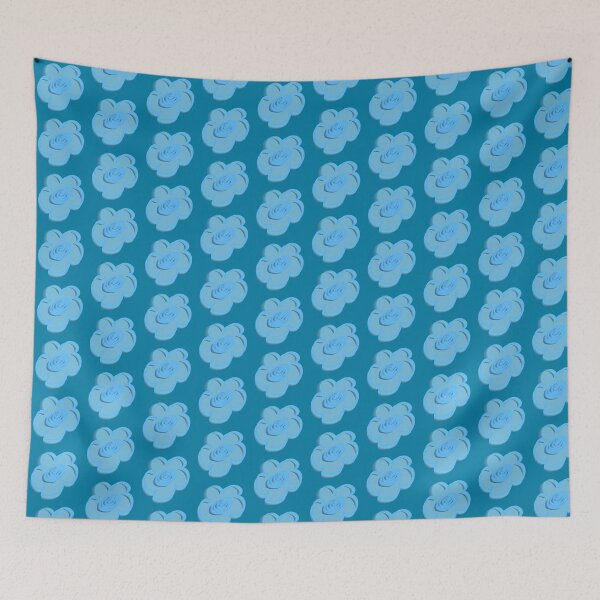 Item preview, Soft Powder Blue Daisy Pattern on Steel Blue designed and sold by CaramelCo.