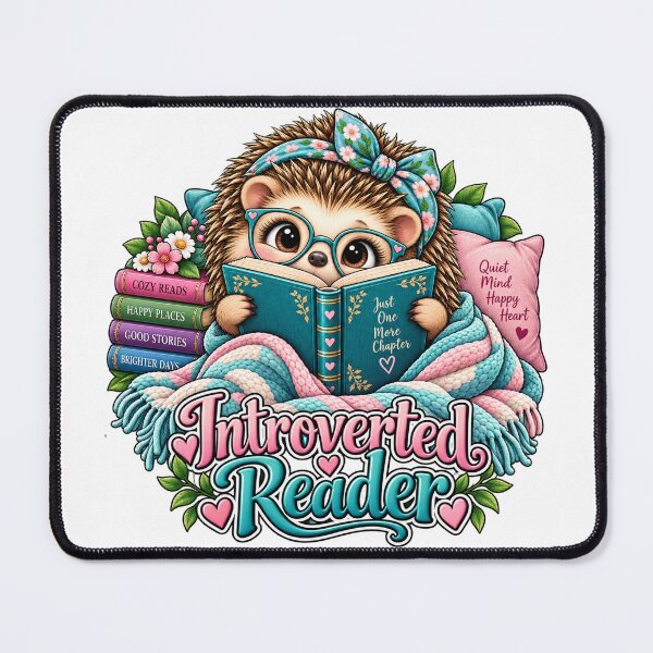 Item preview, Introverted Reader – Just One More Chapter Hedgehog designed and sold by J-CCreations.