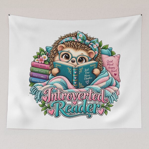 Item preview, Introverted Reader – Just One More Chapter Hedgehog designed and sold by J-CCreations.