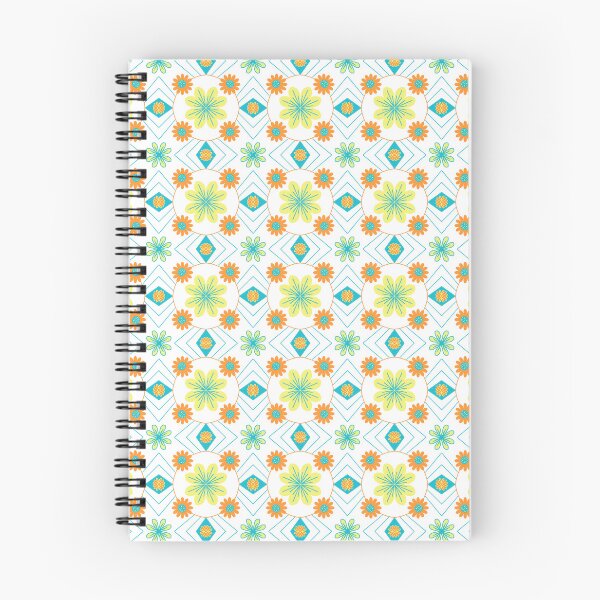 Item preview, Retro Floral Geometric Pattern Teal Orange Yellow designed and sold by Angry Critters.