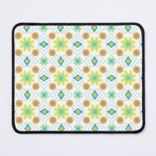 Item preview, Retro Floral Geometric Pattern Teal Orange Yellow designed and sold by Angry Critters.