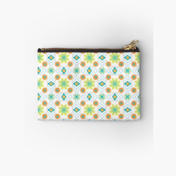 Item preview, Retro Floral Geometric Pattern Teal Orange Yellow designed and sold by Angry Critters.