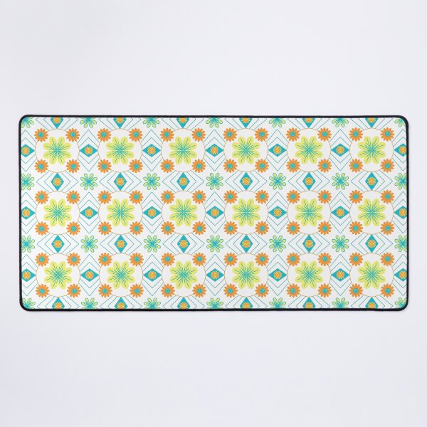 Item preview, Retro Floral Geometric Pattern Teal Orange Yellow designed and sold by Angry Critters.