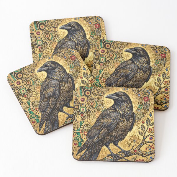 Item preview, Black raven golden decorative art designed and sold by hollycooper.
