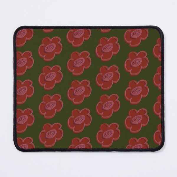 Item preview, Retro Rust Red Daisy Pattern on Olive Green designed and sold by CaramelCo.