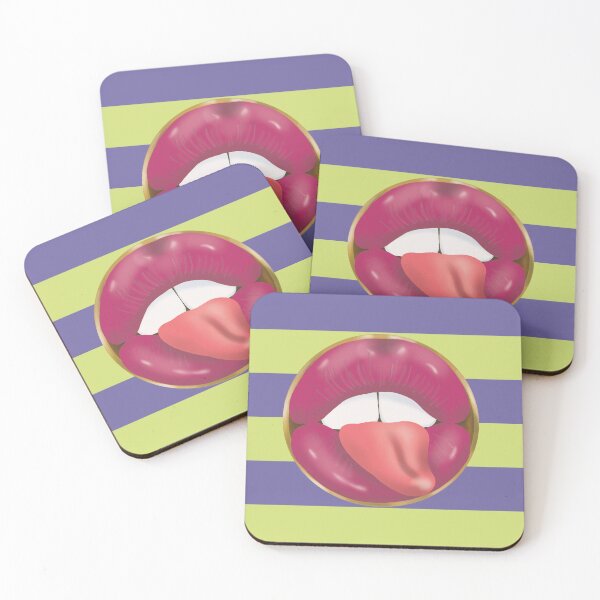 Item preview, Rebel Lips Pop Art – Duotone stripes Purple Yellow Pink Lips designed and sold by GoldenRebels.