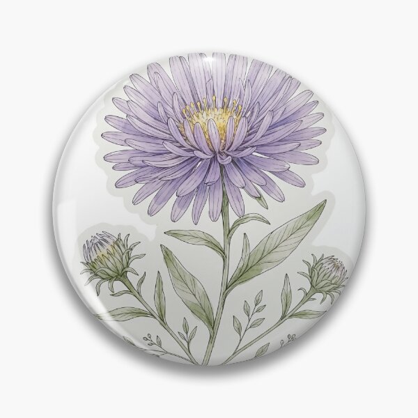 Item preview, Lilac Aster Sticker | Aster Die Cut Sticker | Fine Line Botanical Decal | Minimalist Floral Laptop Sticker designed and sold by FineLineBotanical .