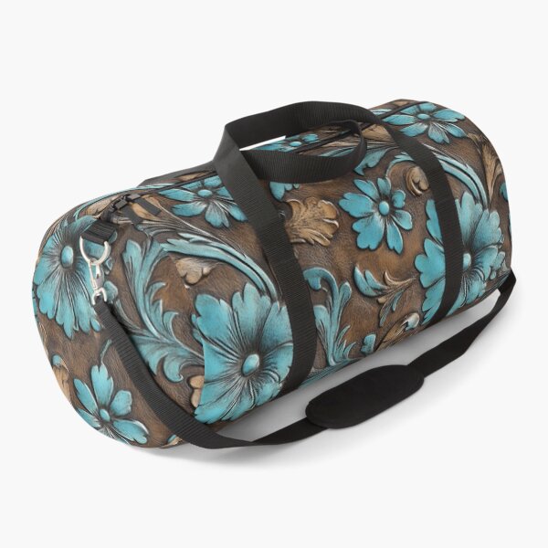 Item preview, Turquoise Brown Tooled Leather  designed and sold by ColorFlowArt.