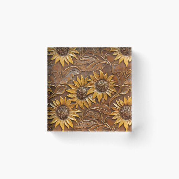 Aperçu de l'œuvre Cuir travaillé Tournesol créée et vendue par ColorFlowArt.