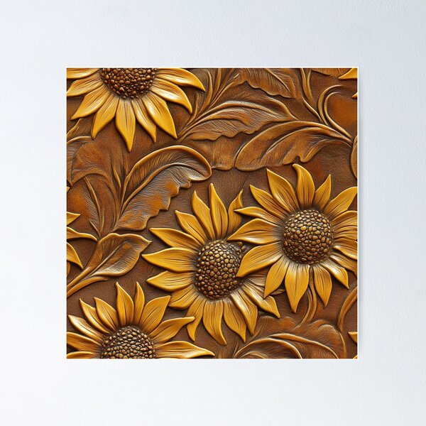 Item preview, Sunflower Tooled Leather  designed and sold by ColorFlowArt.
