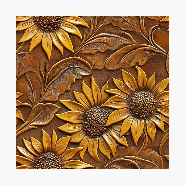 Item preview, Sunflower Tooled Leather  designed and sold by ColorFlowArt.