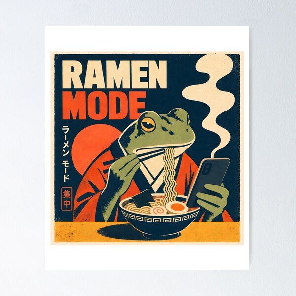 Item preview, Ramen Mode Japanese Frog Cartoon designed and sold by MagicTheDog.