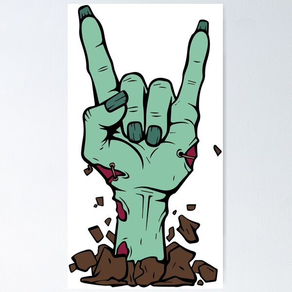 Item preview, No Brains, Just Beats - Zombie Rock On Hand designed and sold by Cannaxes Studio.