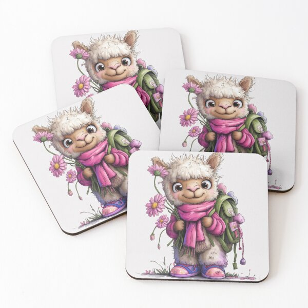 Item preview, a fluffy alpaca character wearing a pink scarf and matching shoes designed and sold by 123ks.