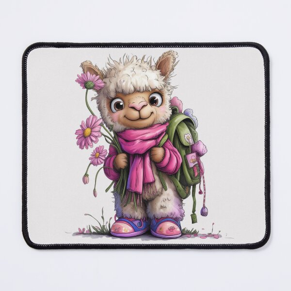Item preview, a fluffy alpaca character wearing a pink scarf and matching shoes designed and sold by 123ks.