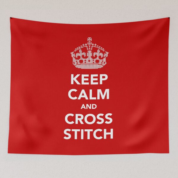Item preview, Keep Calm and Cross Stitch - Funny Crafting & Embroidery Art Design designed and sold by knappidesign.