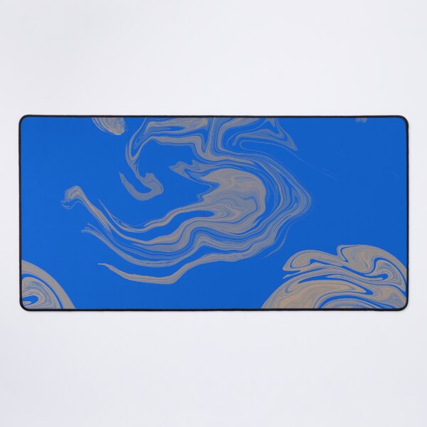 Item preview, Blue and Gold Liquid Marble Swirl Abstract Pattern designed and sold by CaramelCo.