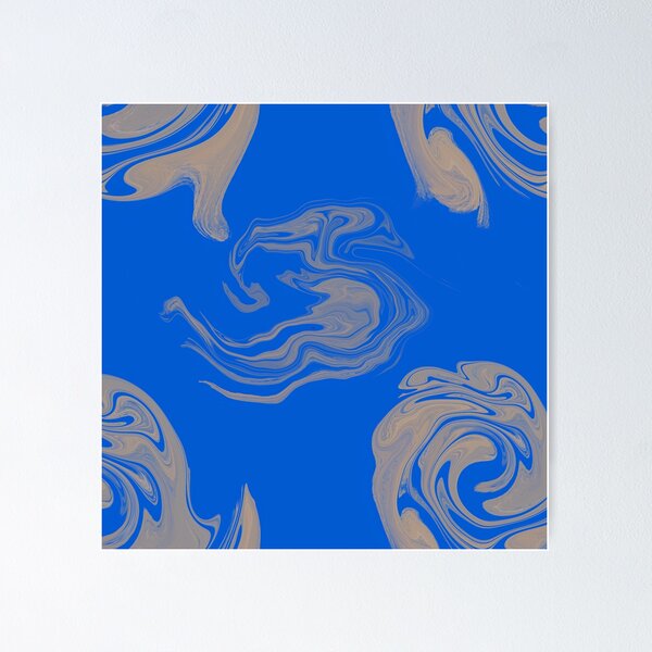 Item preview, Blue and Gold Liquid Marble Swirl Abstract Pattern designed and sold by CaramelCo.