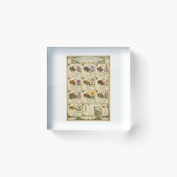 Item preview, Bee Identification Chart | Pollinator Wildflower Botanical | Gardener Gift designed and sold by Brackenlume Studio.
