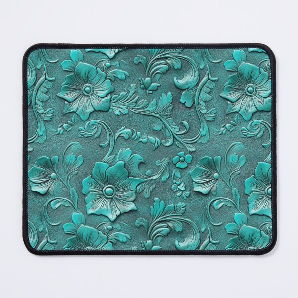 Item preview, Turquoise Tooled Leather Look Floral designed and sold by ColorFlowArt.