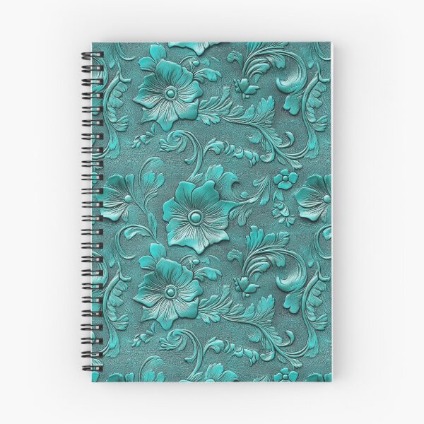 Item preview, Turquoise Tooled Leather Look Floral  designed and sold by ColorFlowArt.