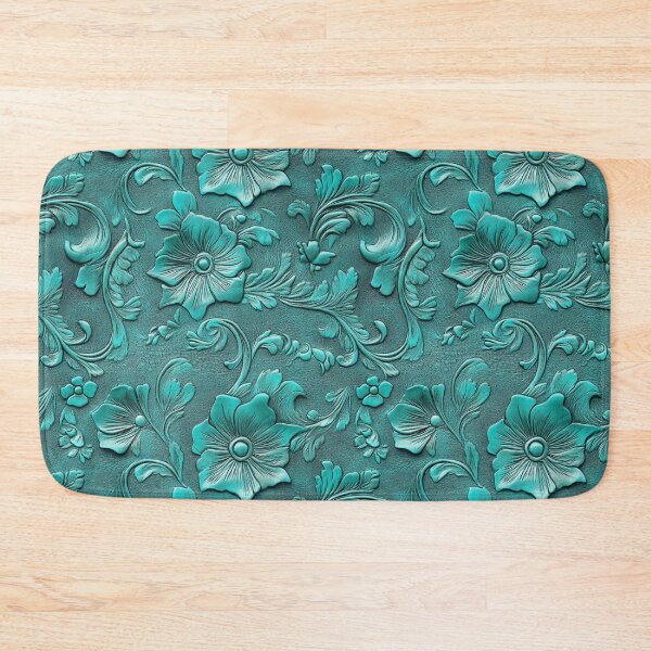 Item preview, Turquoise Tooled Leather Look Floral  designed and sold by ColorFlowArt.