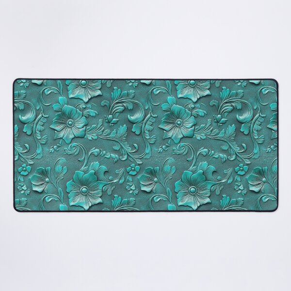 Item preview, Turquoise Tooled Leather Look Floral designed and sold by ColorFlowArt.