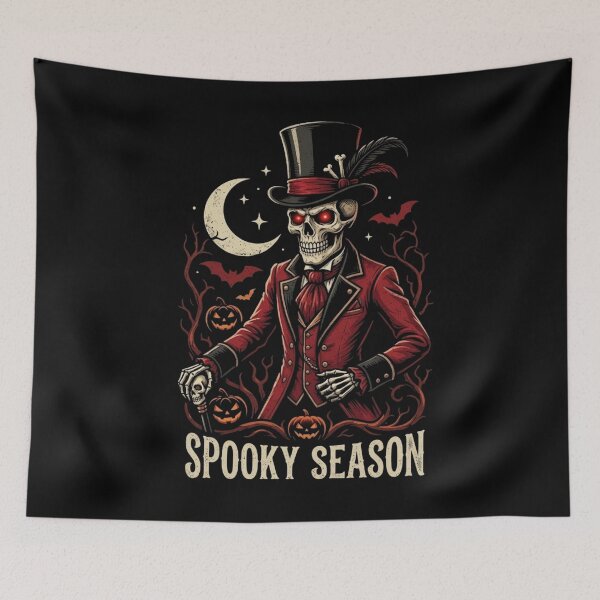 Item preview, Spooky Season Gentleman Skeleton Vintage Halloween T-Shirt designed and sold by Scribe2Vibe.