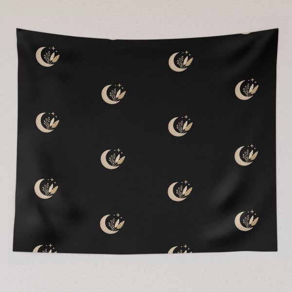 Item preview, Celestial Moon Botanical Golden Boho Line Art designed and sold by BohoMysticArt.