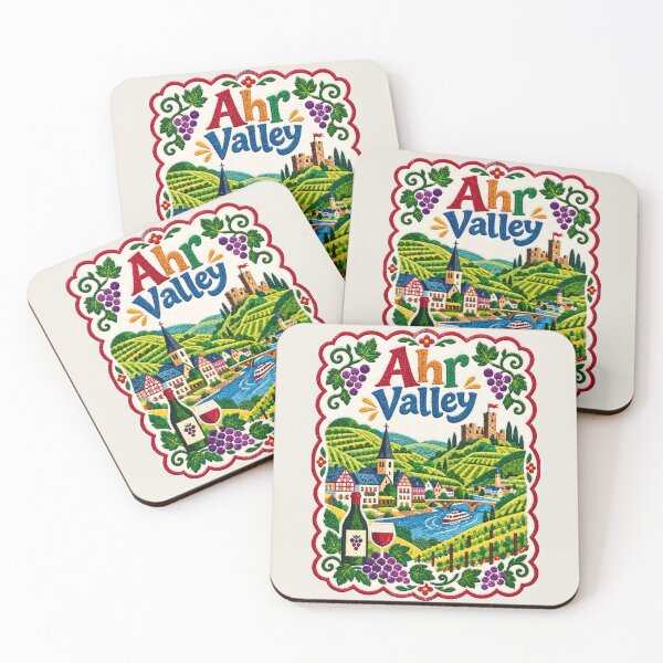 Item preview, Ahr Valley Germany Embroidered Wine Region Folk Art Illustration designed and sold by Witsprings.