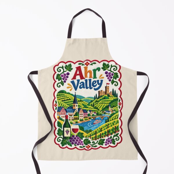 Item preview, Ahr Valley Germany Embroidered Wine Region Folk Art Illustration designed and sold by Witsprings.