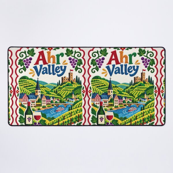 Item preview, Ahr Valley Germany Embroidered Wine Region Folk Art Illustration designed and sold by Witsprings.